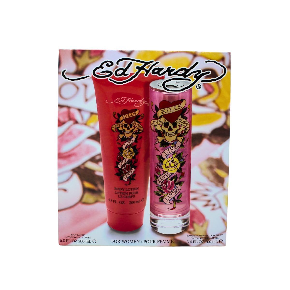Christian Audigier Ed Hardy(W)(H/B)(Li Free) 2Pc Set(3.4Oz Edp Sp, 6.8Oz Body Lotion)