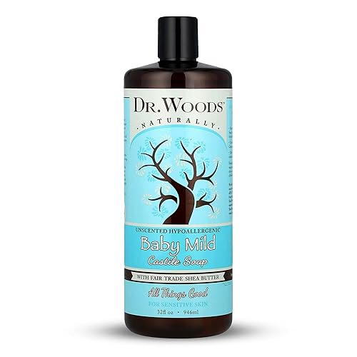 Dr. Woods Unscented Baby Mild Liquid Castile Soap - Gentle Cleanser with Organic Shea Butter, Natural Soap for Sensitive Skin - Paraben, Sulfate,
