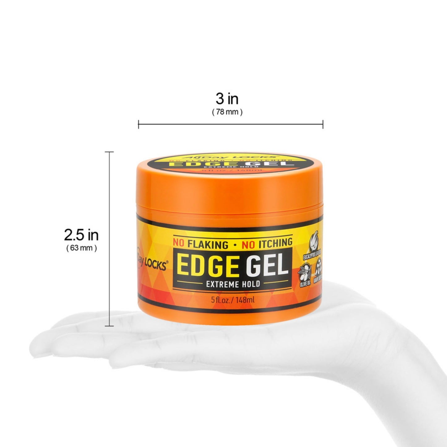 AllDay Locks Edge Gel (5 oz) | Extreme Hold, Moisturizing Edge Control Smoother | Eucalyptus, Rosemary, Olive Oil | No Frizz, Flakes, or Grease |