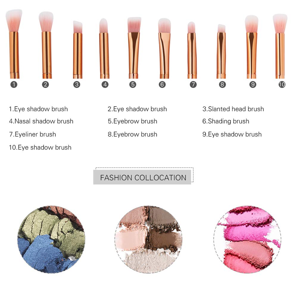 MIPPER 10pcs Diamond Handle Eye Makeup Brushes?Eyebrow Eye shadow Eyeliner Nasal shadow Cosmetics Brush Tool (mix color)