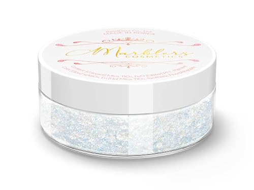 MARBLERS Chunky Natural Mica Powder [White Blue Pearl] 0.11oz (3g) | Highly Pigmented | Non-Toxic, Vegan, Cruelty-Free | Eyeshadow, Body Butter, Nail