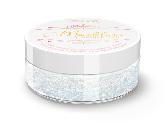 MARBLERS Chunky Natural Mica Powder [White Blue Pearl] 0.11oz (3g) | Highly Pigmented | Non-Toxic, Vegan, Cruelty-Free | Eyeshadow, Body Butter, Nail