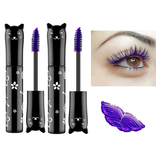 LGSZGDCN 2 PCS Purple Cat eye mascara Colored Makeup Waterproof Fast Dry Eyelashes Curling Lengthening Makeup Eye Lengthening, Lifting, Curling