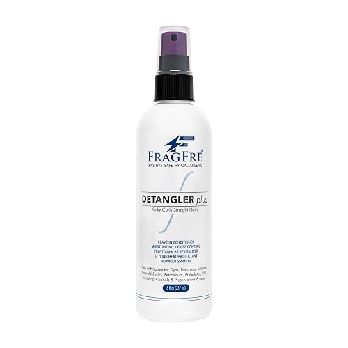FRAGFRE Detangler plus Styling Hair Spray 8 oz - Heat Protectant and Blowout Spray - Leave in Conditioner for Sensitive Skin - Fragrance Free