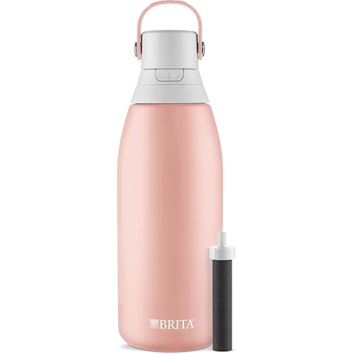 Brita Stainless Steel Premium Filtering Water Bottle, BPA-Free, Reusable, Insulated, Replaces 300 Plastic Water Bottles, Filter Lasts 2 Months or 40