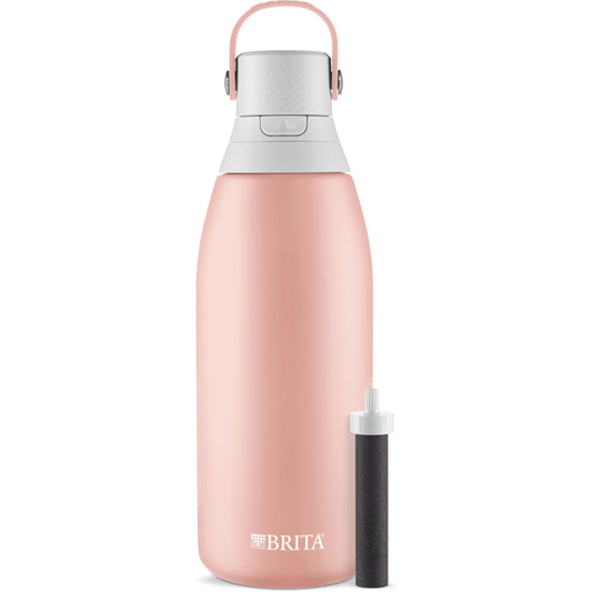 Brita Stainless Steel Premium Filtering Water Bottle, BPA-Free, Reusable, Insulated, Replaces 300 Plastic Water Bottles, Filter Lasts 2 Months or 40