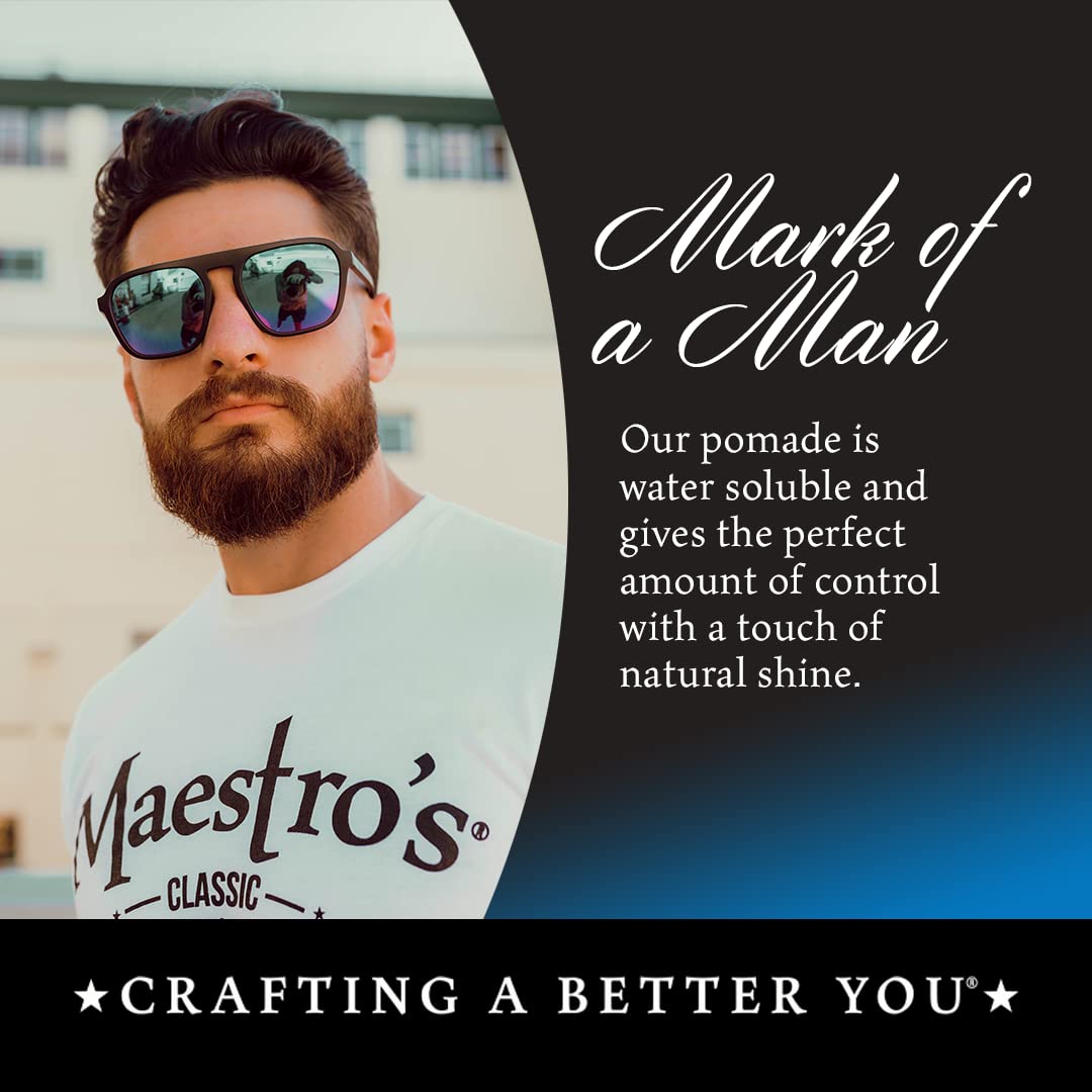 Maestro's Classic Hair Pomade - Mark of a Man Blend | Medium Hold Pomade for Men | Smooth Finish & Natural Shine | Water-Based Formula for All Hair