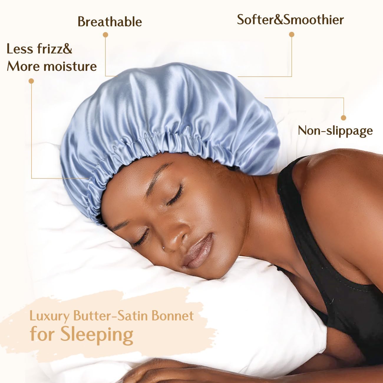 YANIBEST Adjustable Satin Bonnet Double Layer Hair Bonnet for Sleeping Bonnets for Women Hats Curly Natural Hair, Sky Blue Beauty and Personal Care YANIBEST
