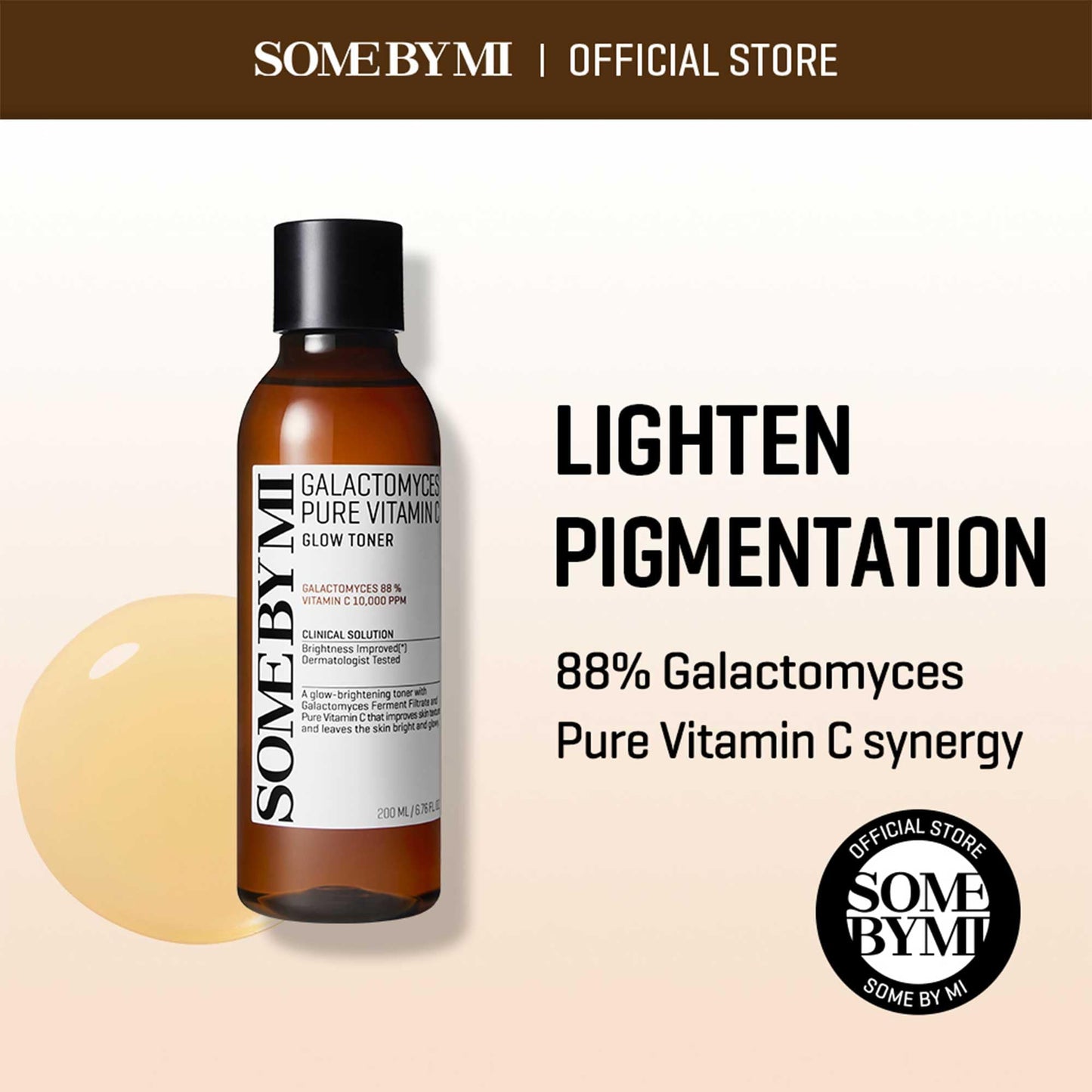 SOME BY MI Galactomyces Pure Vitamin C Glow Toner - 6.76Oz, 200ml - Korean Daily Vitamin C Face Toner for Skin Brightening - Glass Skin Routine