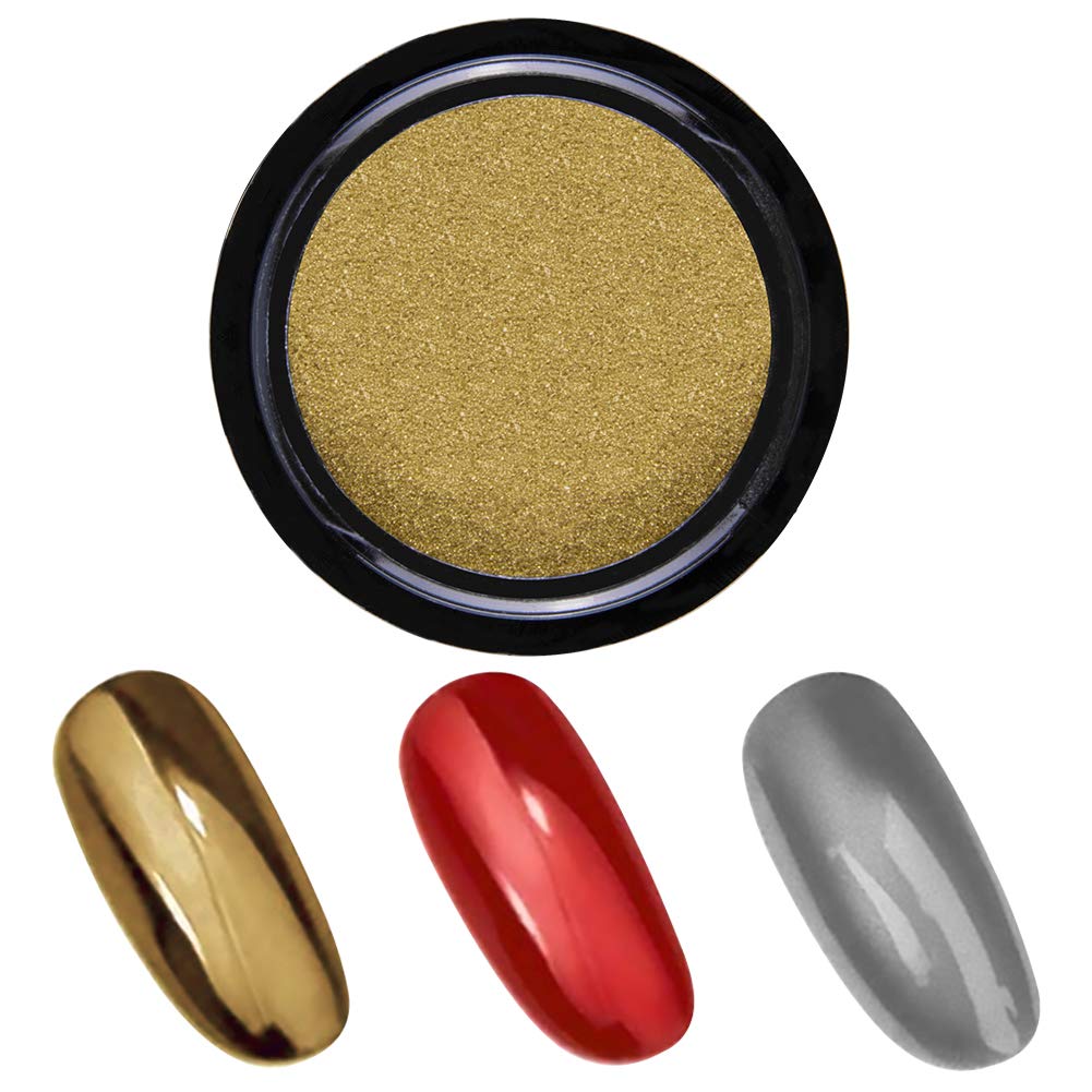 Duufin 14 Jars Chrome Nail Powder Metallic Nail Art Powder Mirror Effect Manicure Chrome Powder 14 Colors Nail Powders with 14 Pcs Eyeshadow Sticks