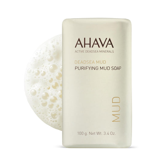 AHAVA Purifying Dead Sea Mud Soap - Face & Body Cleansing Bar to Purify the Skin, Enriched with Exclusive Mineral Blend of Dead Sea Osmoter and Dead