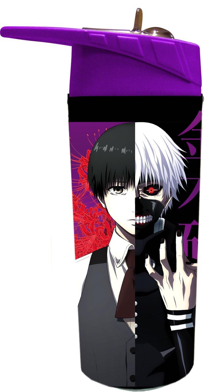 Surreal Entertainment Anime Character Water Bottle with Purple Lid, 16 oz