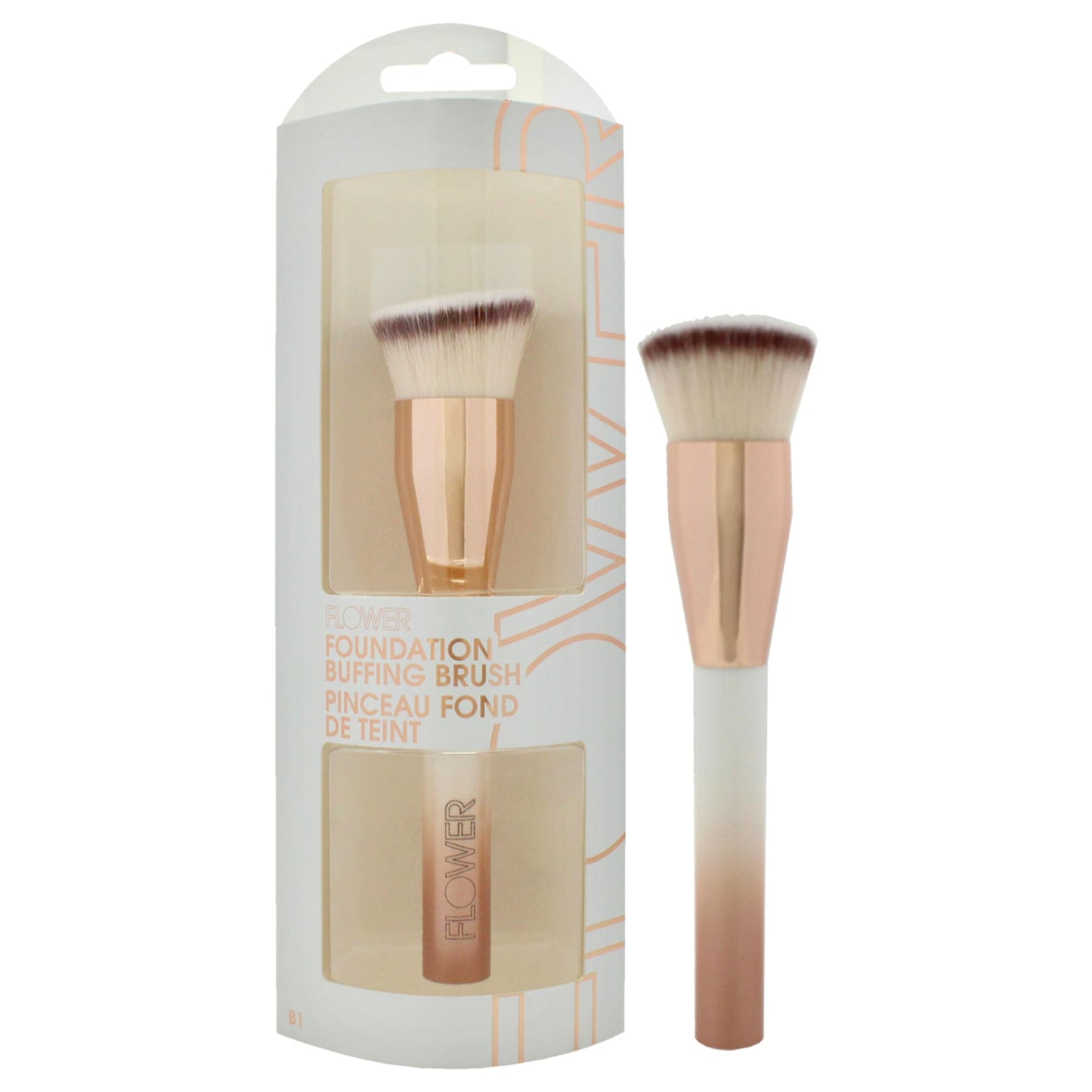 FLOWER BEAUTY Makeup Brushes | Foundation Buffing Brush | Buffs Liquid, Powder or Cream Formulas | Soft Washable Synthetic Fibers | 1 Piece
