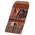 16 Pieces Manicure Set, Pedicure Kit, Nail Clippers, Stainless Steel Professional Personal Care Tool Kit, Nail Tools with Brown Case, Gifts for Men
