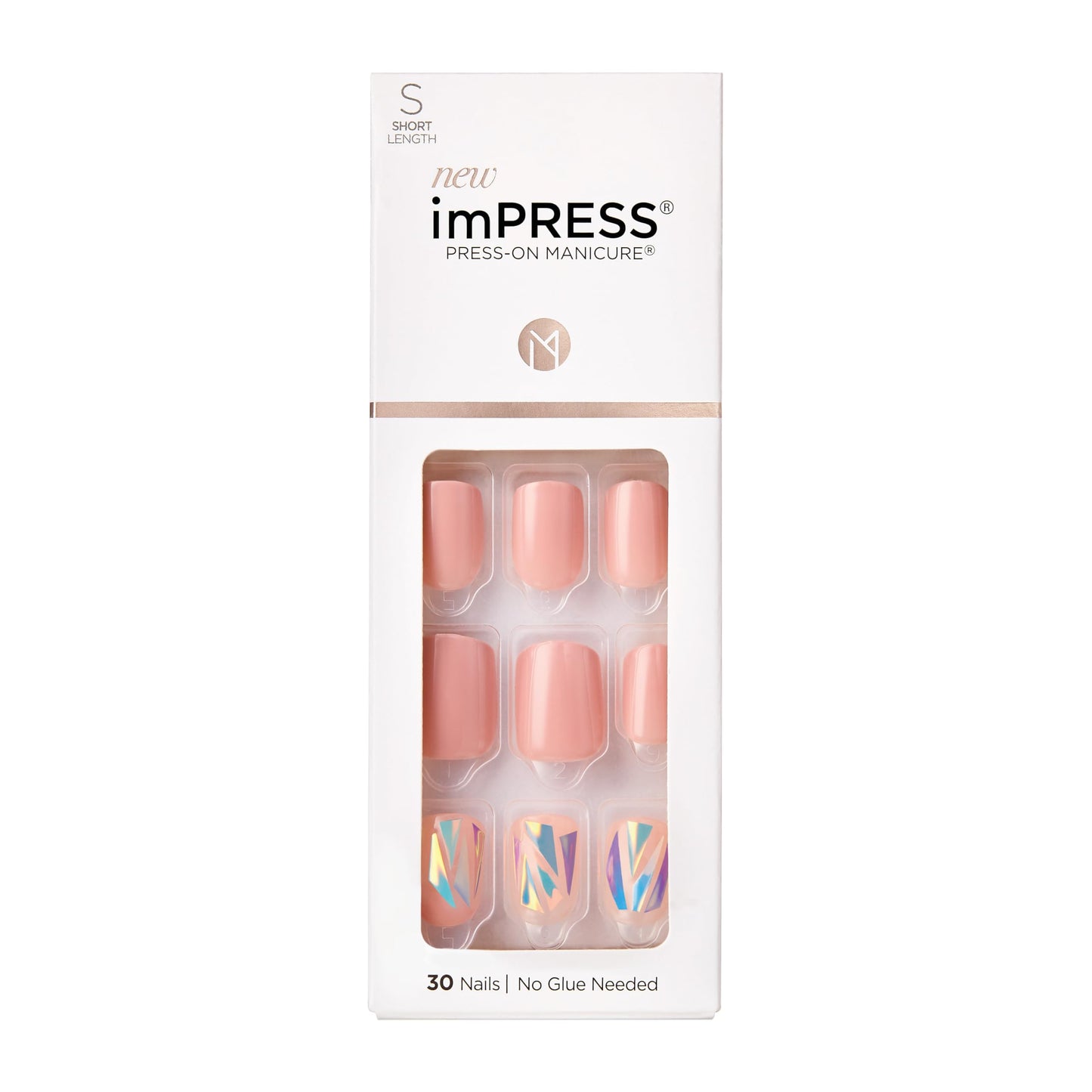 Kiss Impress Press-On Manicure, Nail Kit, PureFit Technology, Short Press-On Nails, 'Miracle', Includes Prep Pad, Mini Nail File, Cuticle Stick Beauty & Personal Care imPRESS