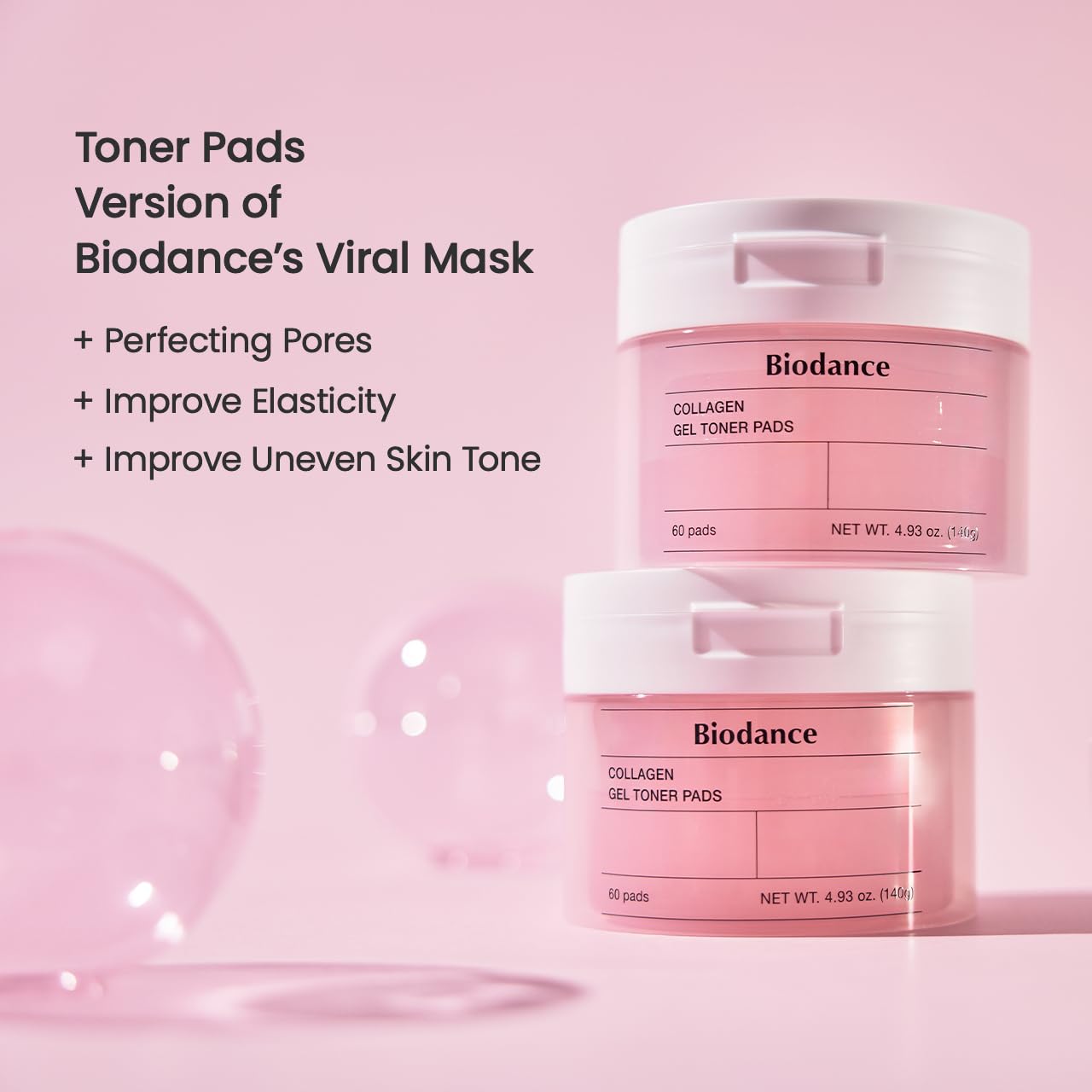 Biodance Collagen Gel Toner Pads, Pore Minimizer for Face, Improving Elasticity, Plumping Toner Pads for Sensitive Skin, Pre-Soaked Pads, Korean Skin Beauty and Personal Care BIODANCE