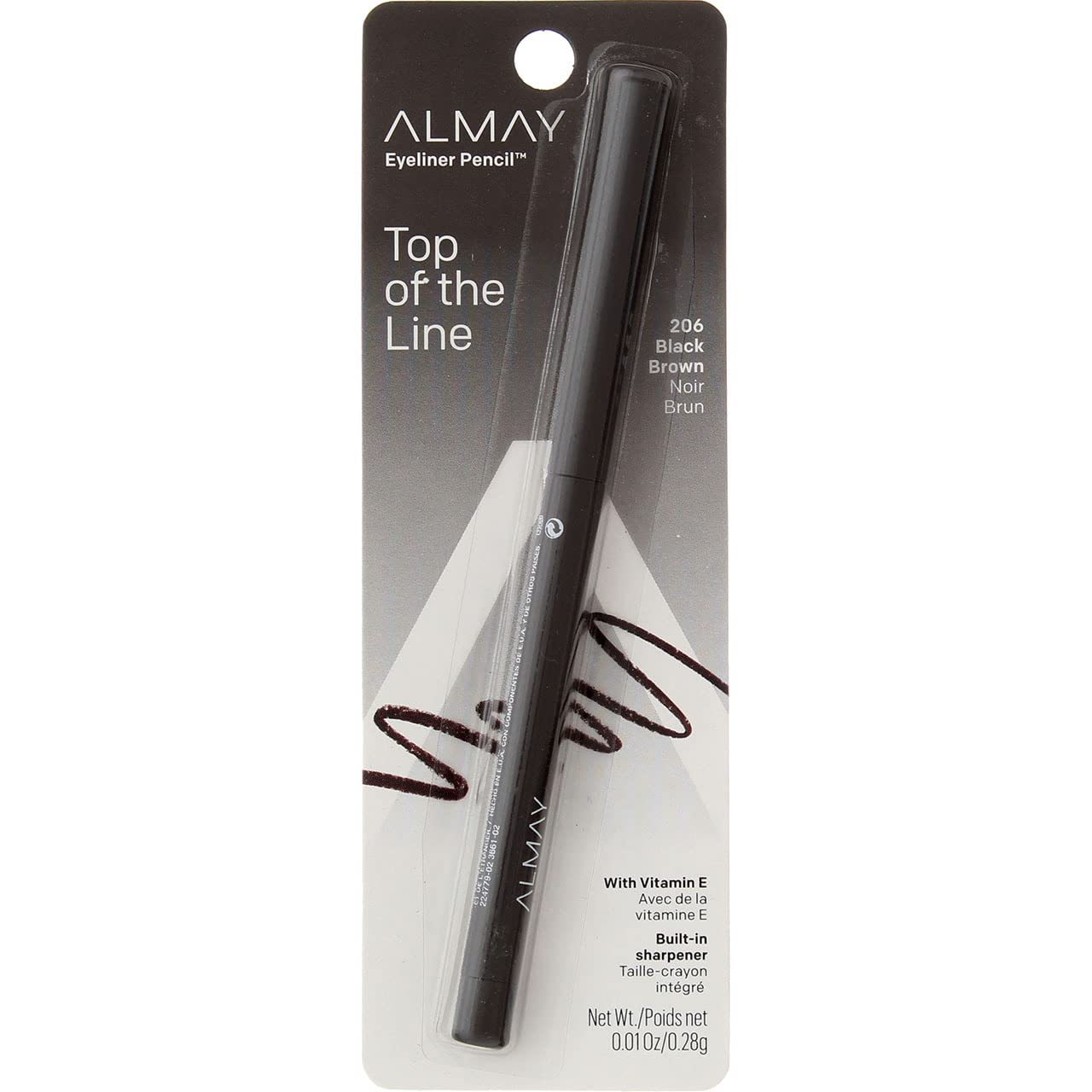 Almay Eyeliner Pencil, Black Brown [206], 0.01 oz (Pack of 3)