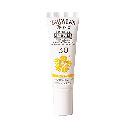 Hawaiian Tropic Lip Sunscreen SPF 30, Pineapple | SPF Lip Balm, Beach Essentials, Travel Size Sunscreen for Lips, 0.3 oz