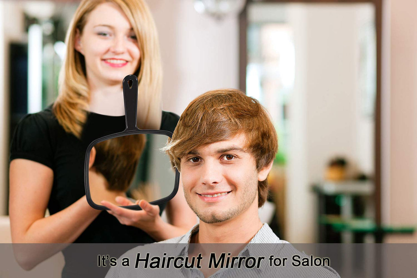 PROTECLE Hand Mirror, 10.3" L x 7.4" W Salon Barber Hairdressing Handheld Mirror with Handle, Square Black Beauty and Personal Care Gladmart