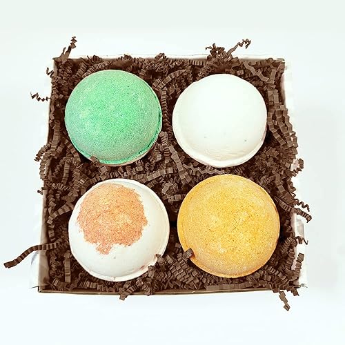 Legends Creek Farm, Goat Milk Bath Bomb Bundle, Shea Butter & Sunflower Oil, Hydrate and Relax, 18 Oz Total (4-Pack) (Oatmeal Milk & Honey, Bergamot…