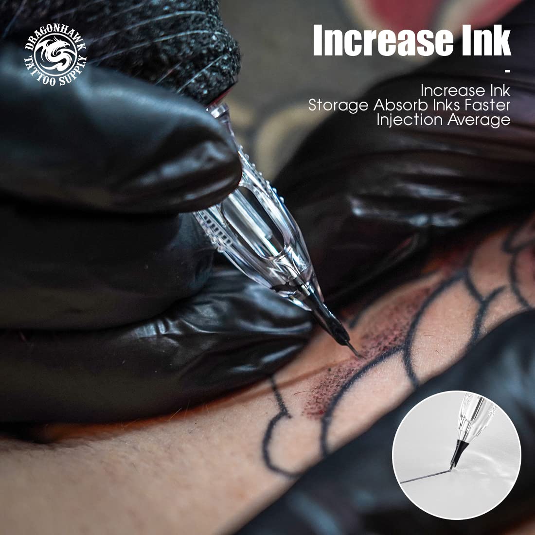 Dragonhawk Tattoo Needle Cartridges - 20PCS Disposable 1205RS Round Shader Tattoo Needles with Membrane, Professional Cartridge Needles for Shading Beauty and Personal Care Dragonhawk