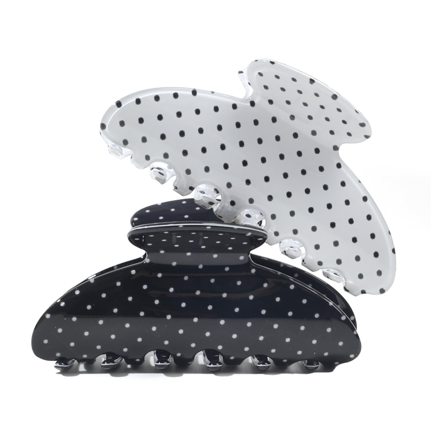 2 Acetate Hair Claw Clip for Women, 3.8-Inch Black and White Polka Dot Big Hair Clips Strong Hold No Slip Claw Clips for Thick or Thin Hair Beauty and Personal Care Ivyu Default Title