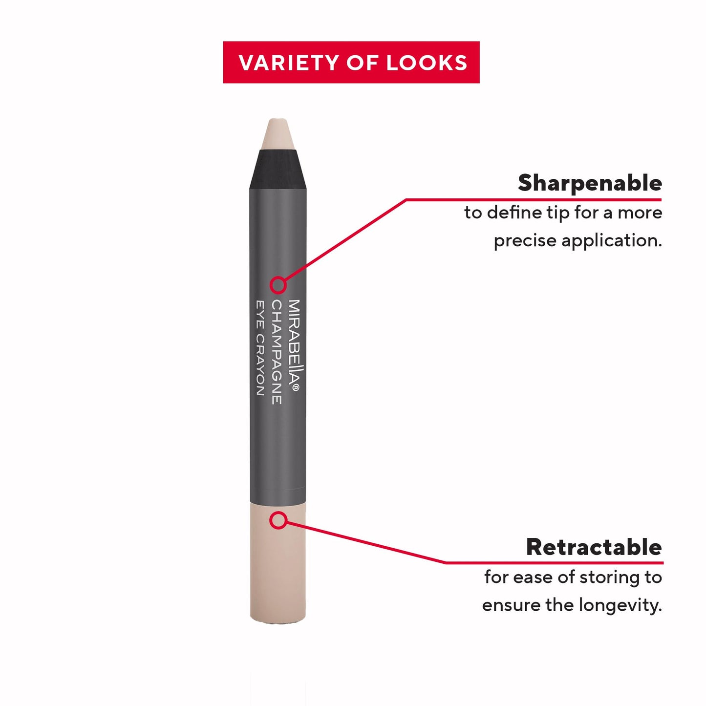 Mirabella Eye Crayon Jumbo Waterproof Eyeliner Pencil, Ultra-Creamy and Highly Pigmented Eyeshadow Stick Glides Smoothly and Blends Effortlessly…