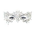 Neva Nude Chickadee Masquerade Clear Iridescent Face Crystal Sticker - Face Gems for Carnivals, Halloween, Festivals, Raves, & Parties | Medical Grade