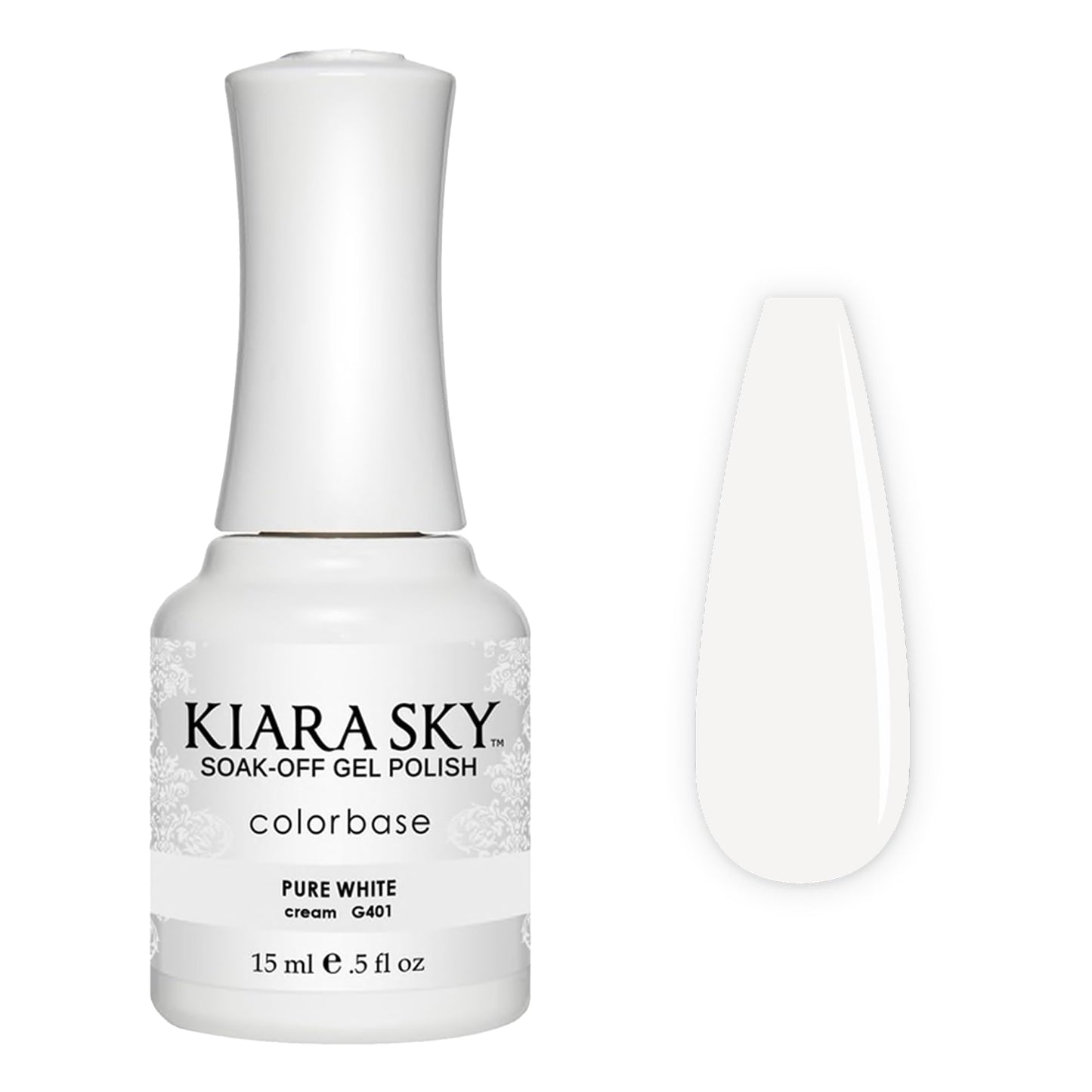 Kiara Sky Soak Off Gel Nail Polish 0.5 fl oz, PURE WHITE (G401)