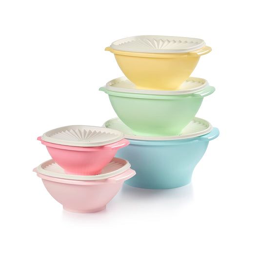 Tupperware Heritage Collection, 10 Piece Food Storage Container Set in Vintage Colors, Dishwasher Safe and BPA Free (5 Bowls, 5 Lids)