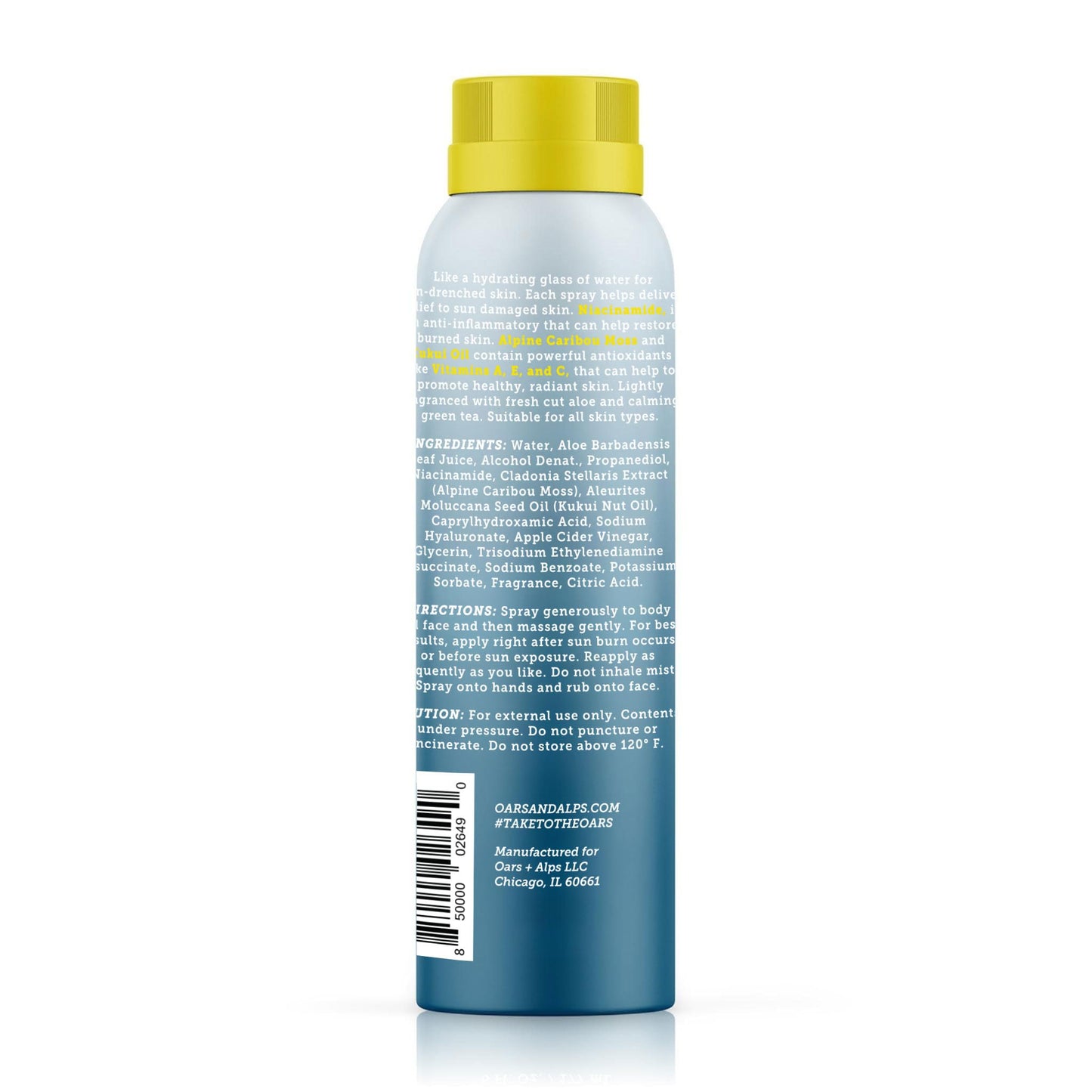 Oars + Alps After Sun Spray, After Sun Care Spray with Aloe Vera, Kukui Oil & Niacinamide & Green Tea Scent to Naturally Cool Skin, Hydrating