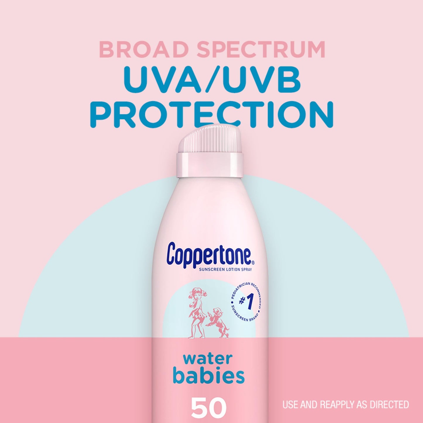 Coppertone WaterBabies Sunscreen Spray SPF 50, Spray On Sunscreen for Babies, Water Resistant, Pediatrician Recommended, 6 Oz, Pack of 2