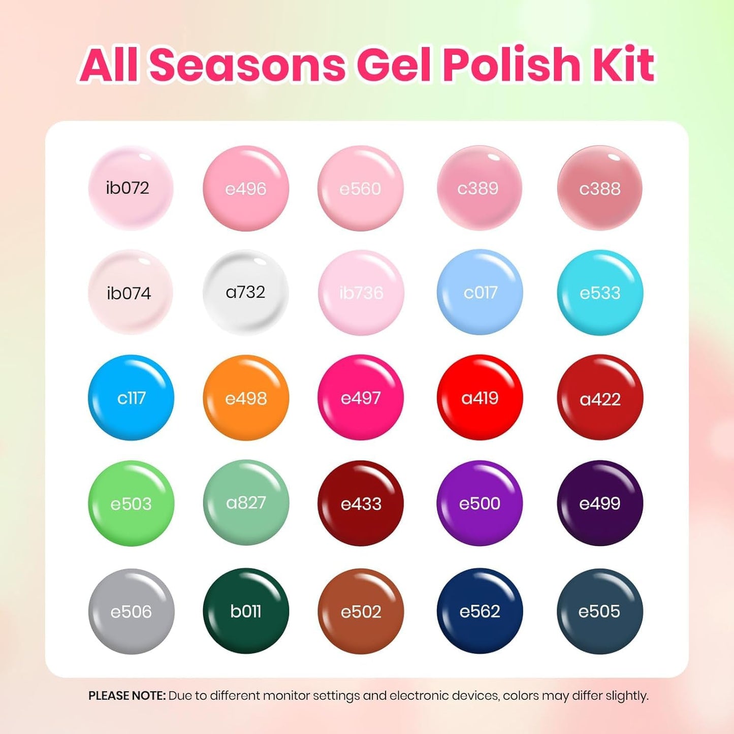 Beetles Gel Nail Polish Set - Fourfold Grace Collection, 25 Colors Baby Blue Biush Pink Gel Polish Set Fall Colors with Base Top Coat Soak off UV Gel Beauty and Personal Care beetles Gel Polish