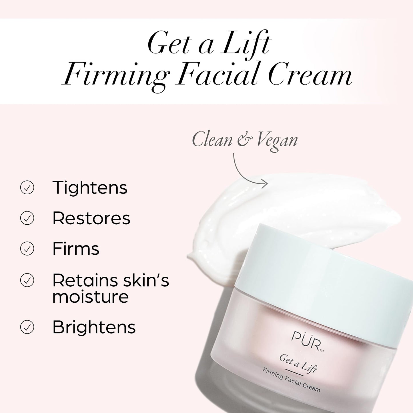 PÜR MINERALS Firming Facial Cream, Get a Lift by Triple-Action Lightweight Moisturizer for Face & Neck Tightens Sagging Skin & Restores Firmness