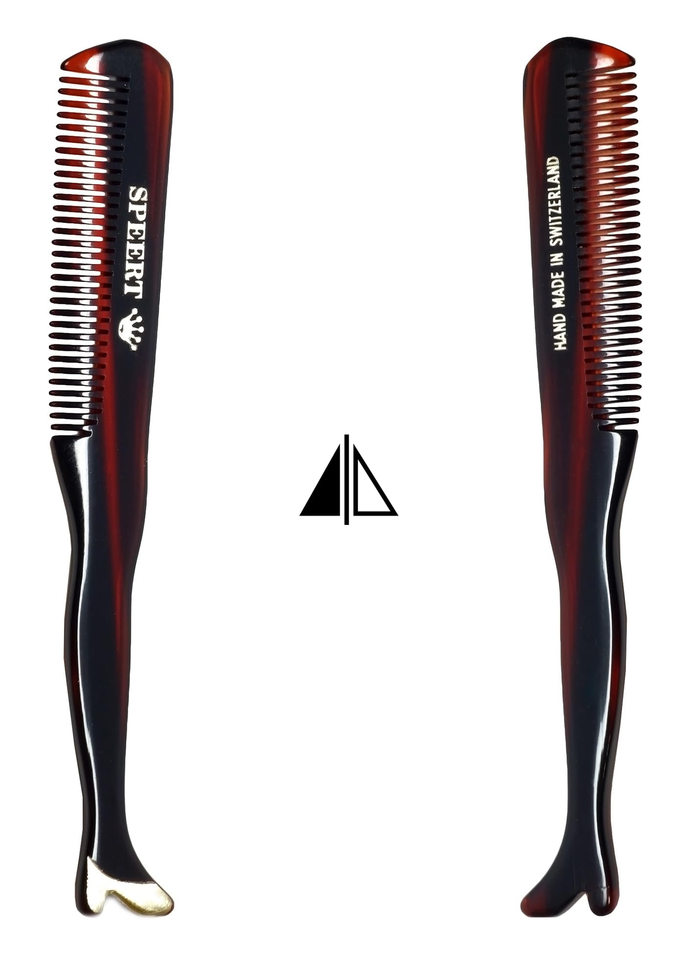 Speert #1619 Handmade Wide Tooth Mustache Comb - Small Tortoise Havana Acetate, Coarse Hair Pocket Sized Grooming Tool, Tangle Free Straightener