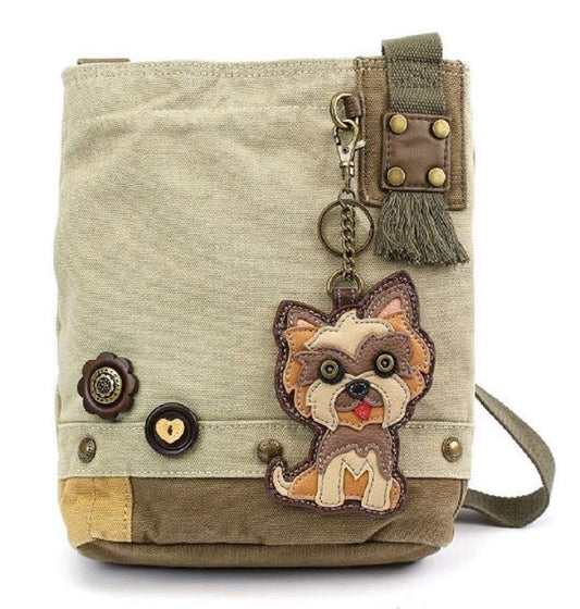 CHALA Womens Canvas Patch Crossbody Handbag Yorkie - Sand