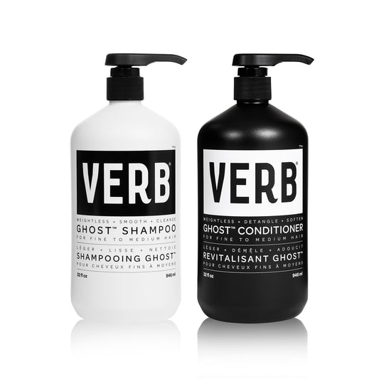 VERB Ghost Shampoo & Conditioner Duo Set, 32 fl oz, Infused with Moringa Oil -Cleanses + Moisturizes Fine and Weighed Down Hair - Vegan, No Parabens