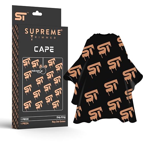 Supreme Trimmer Premium Barber Cape | Professional Hair Stylist Waterproof, Hook Closure Cape; Salon, Barber, or Home Use | Drip King