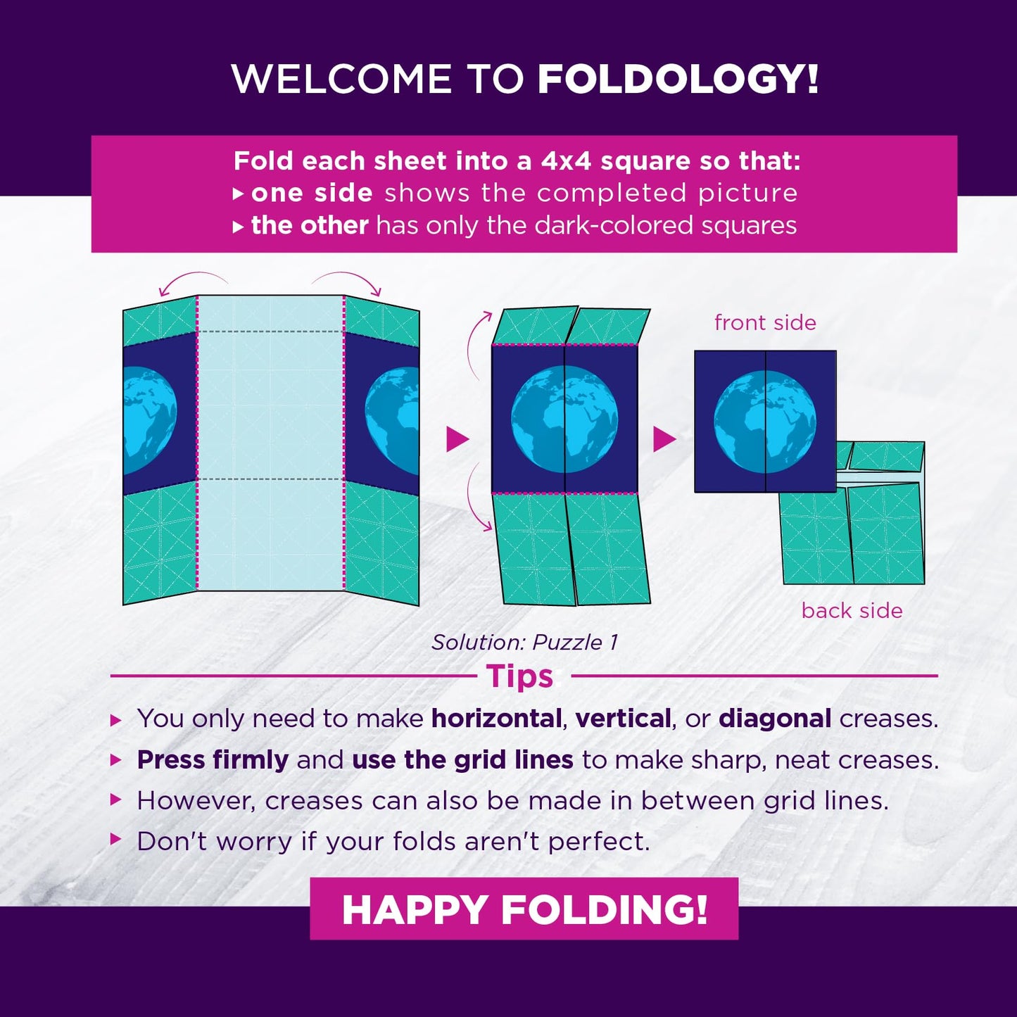 FOLDOLOGY Origami Puzzle Game – 100 Brain Teaser Puzzles for Tweens, Teens & Adults, Hands-On STEM Travel Game & Gift for Ages 10+