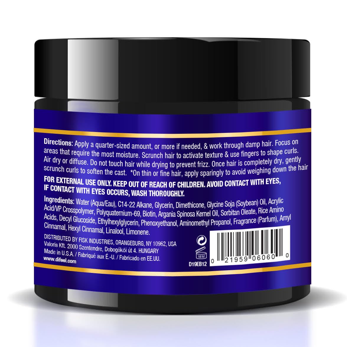 Difeel Curl Defining Styling Soufflé with Biotin 12 oz. - Nourishing Curl Defining Souffle for Wavy Hair, Curly Hair & Coils