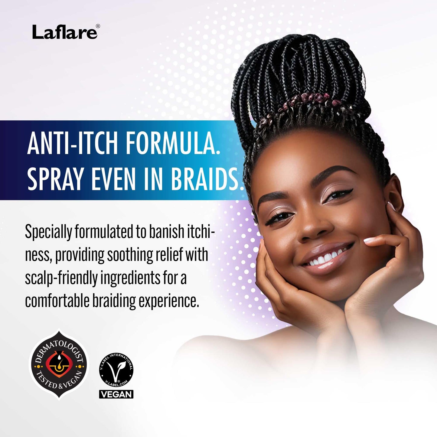 Laflare Cooling Spray for Braiding, Wig & Weaving. Instantly Reduce Temperature & Relief Itchy Scalp and Skin, Vegan(Biotin, Tea Tree, Castor Oil) 80