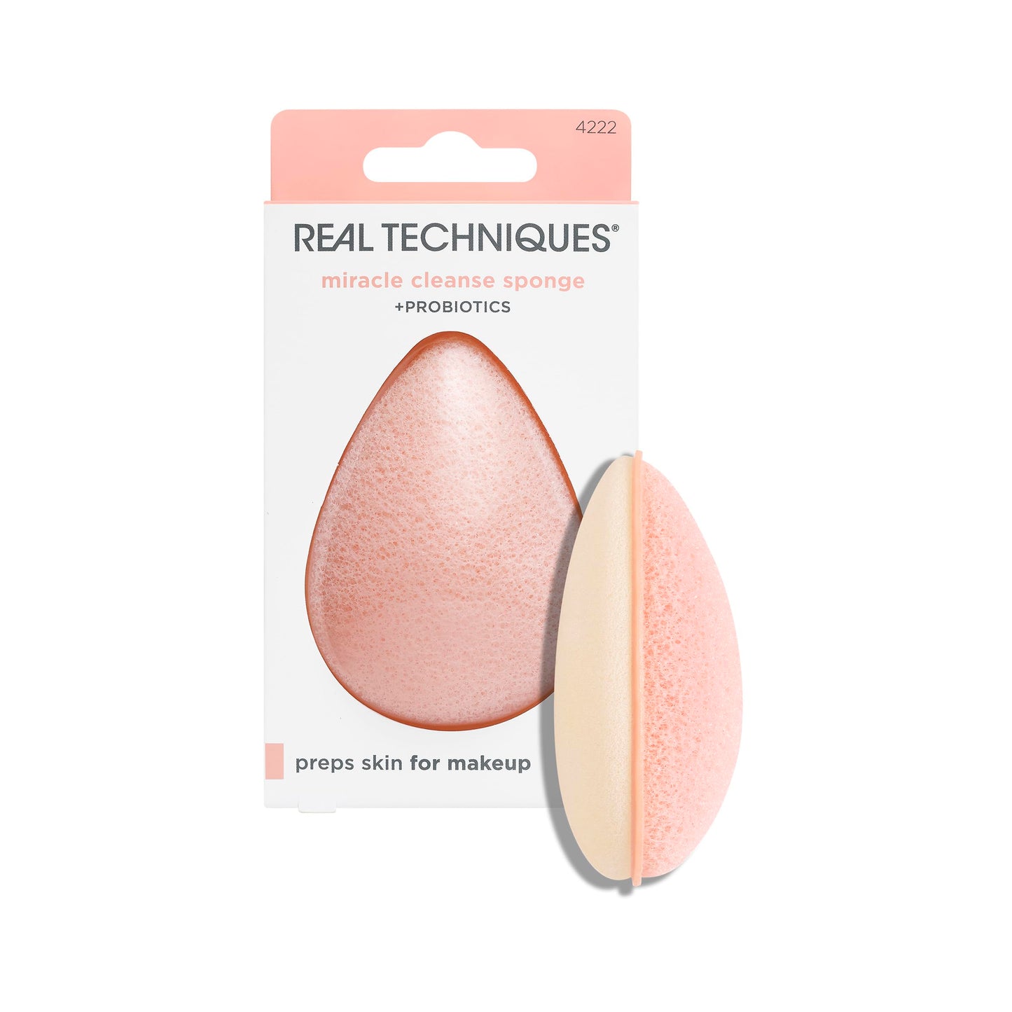 Real Techniques Miracle Cleansing Sponge, Skincare Facial Cleansing Tool with Probiotics, Exfoliate & Deep Cleans Pores, Dual Sided, Gentle on Skin