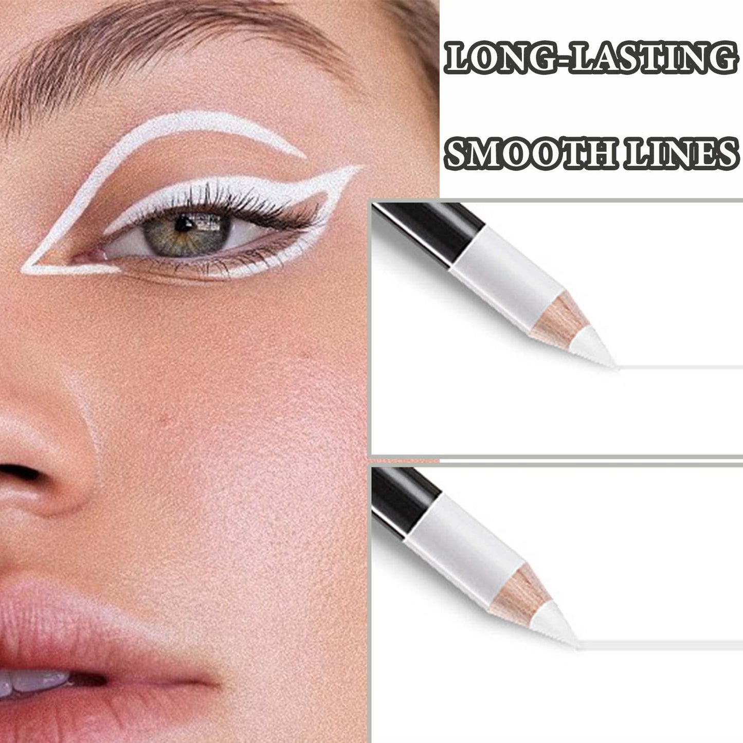 WENJLYJ 12 PCS White Eyeliner Pencils,Professional Long Lasting Waterproof Makeup Pencils,Highly Pigmented Inner Corner Eye Highlighter Eyeliner