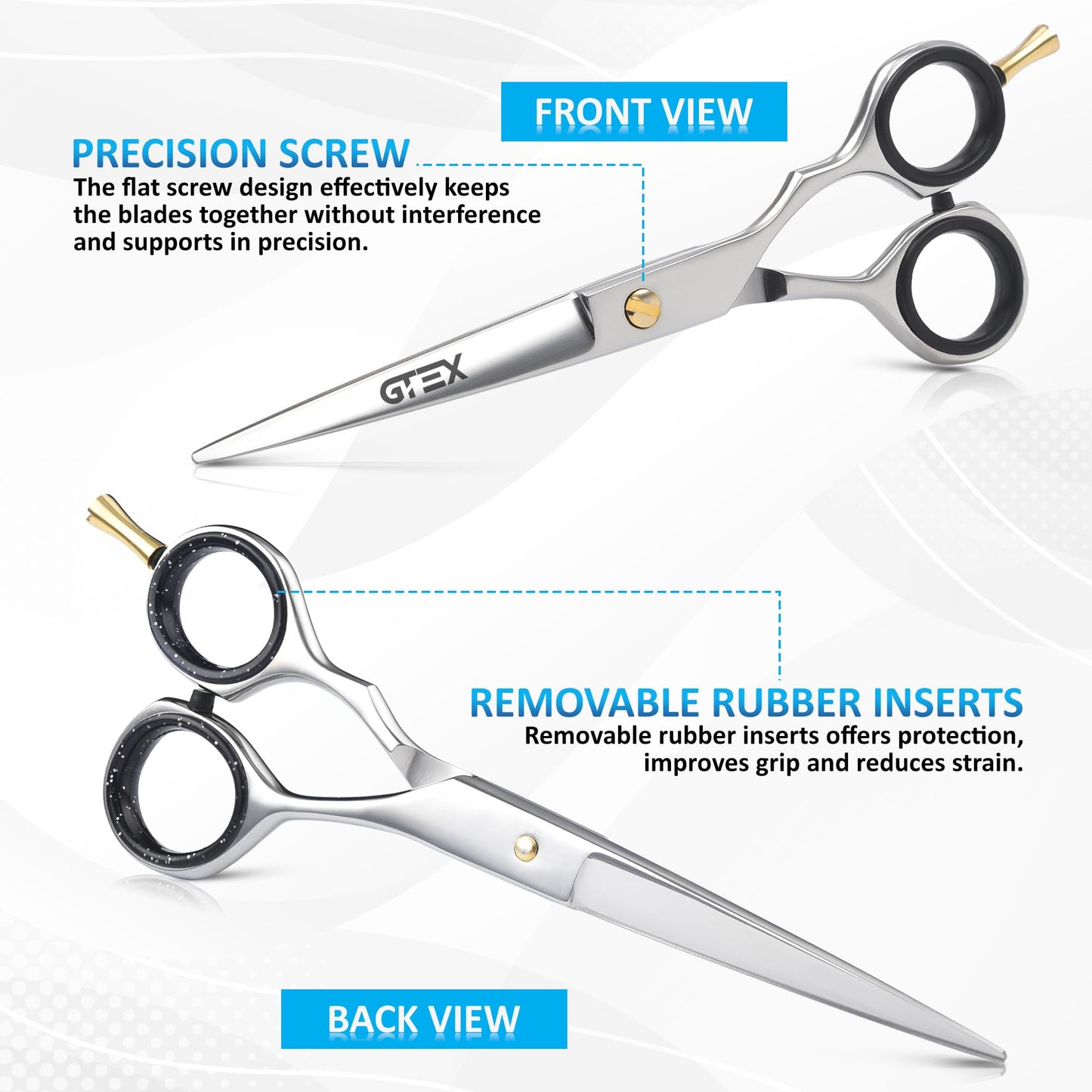 GTEX Hair Scissors, 6.5 inch Professional Hair Cutting Scissors for Women Men Adults - Barber Scissors Hair Shears - Super Sharp Haircut Scissors Beauty and Personal Care GTEX
