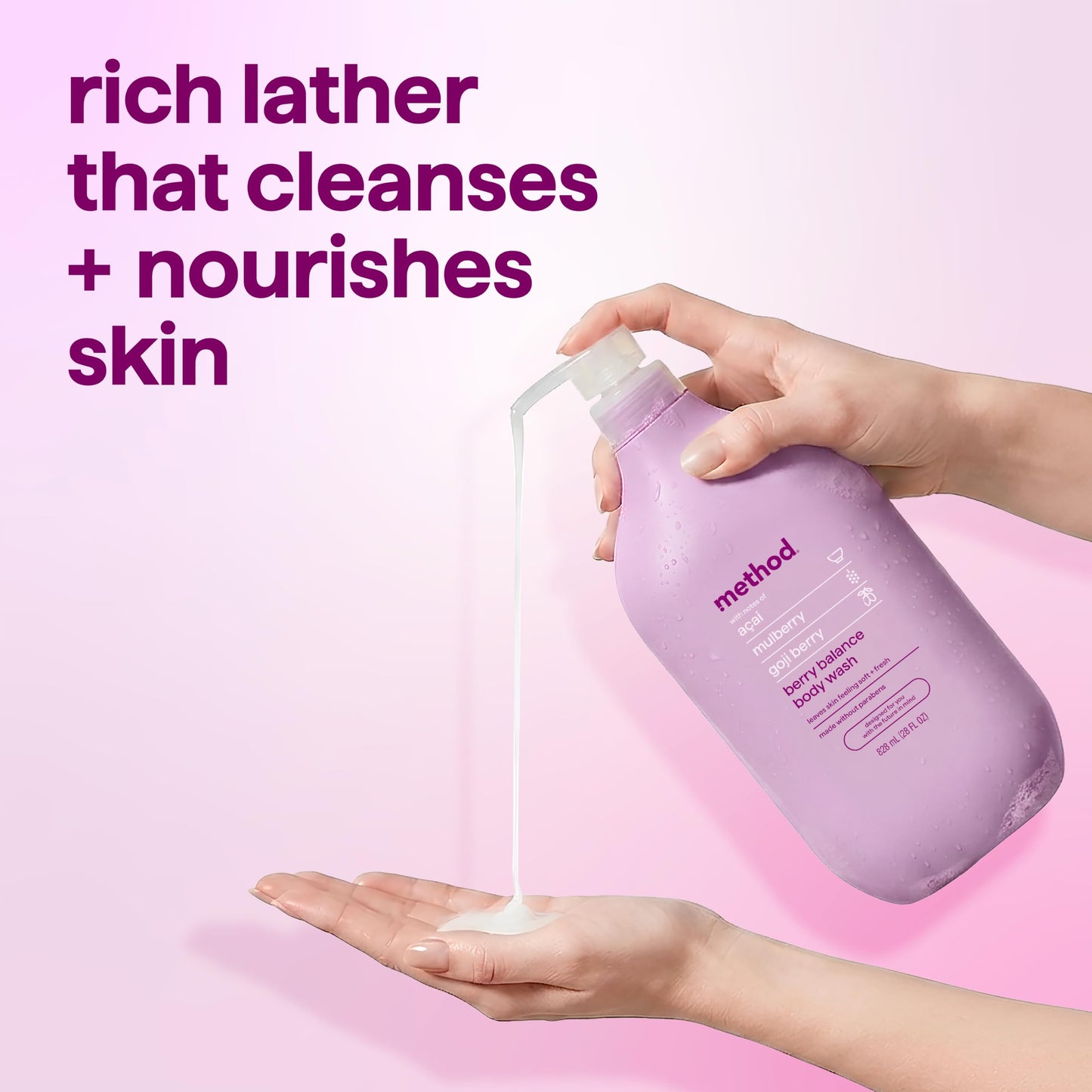 method Body Wash, Berry Balance - Leaves Skin Feeling Soft & Moisturized, Made Without Parabens, Notes of Acai, Mulberry & Goji Berry, 28 Fl Oz Beauty and Personal Care Method