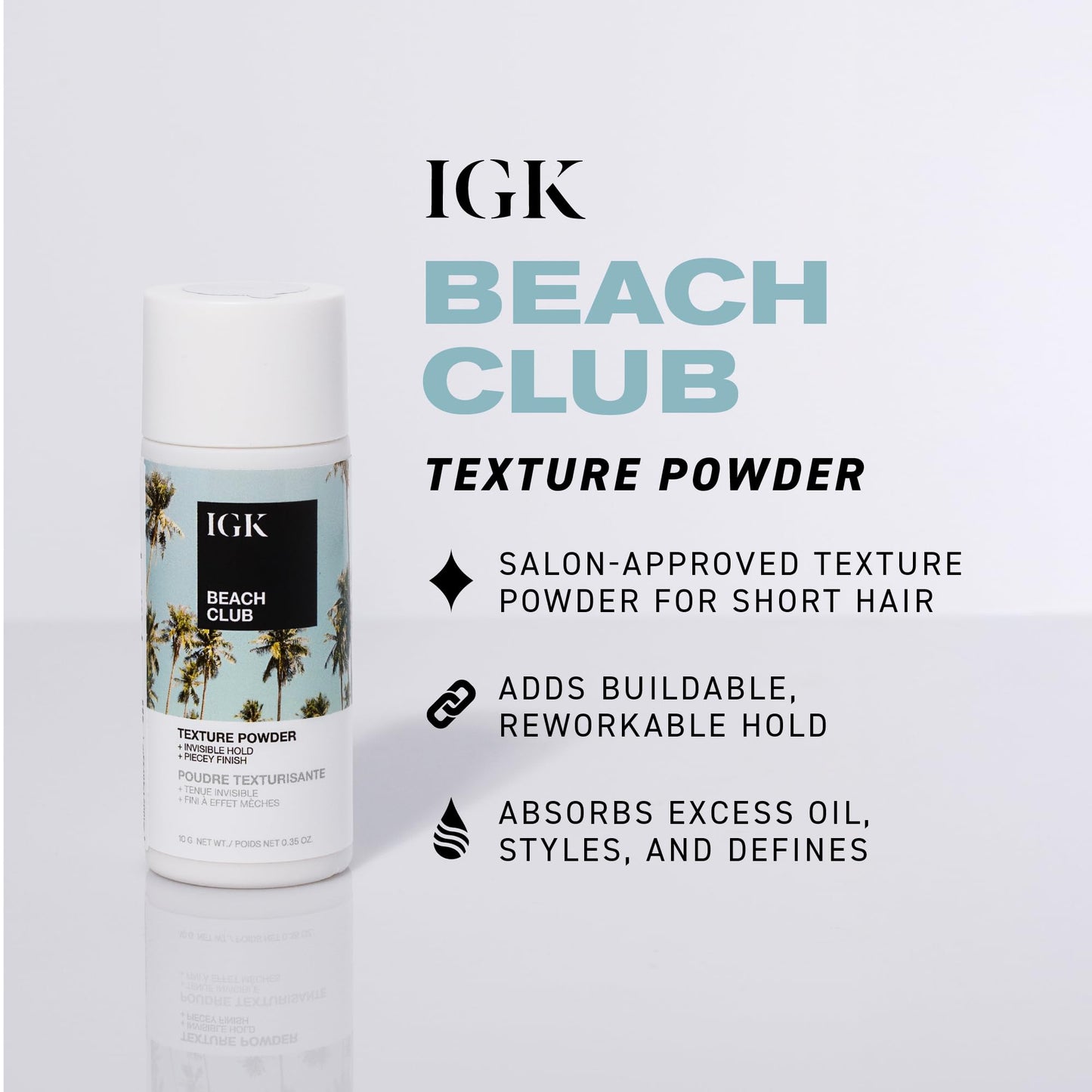 IGK BEACH CLUB Texture Powder | Invisible Volumizing Hair Powder, Instant Grip & Hold, Oil-Absorbing | Vegan + Cruelty-Free | 0.35 oz