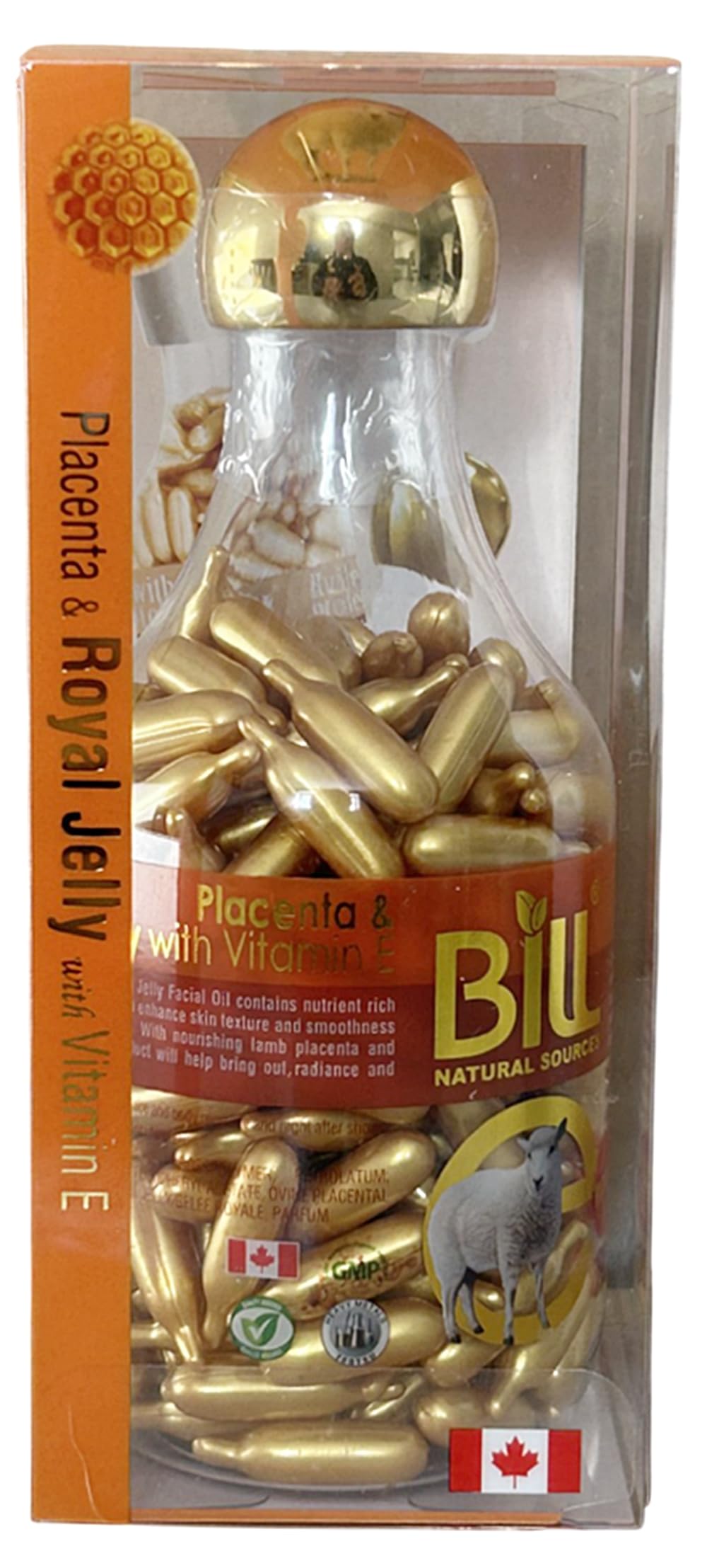 Lamb Placenta & Royal Jelly with Vitamin E Facial Oil, 200 Gelcaps, Bill Natural Sources