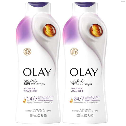 Olay Body Wash for Women, Age Defy with Vitamin E, 24/7 Moisture Barrier Repair, Hydrating & Cleansing for Visibly Soft Skin, Vitamin B3 & Hyaluronic