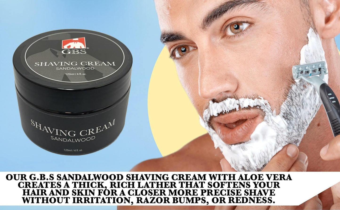 G.B.S Sandalwood Shaving Cream for Sensitive Skin, Hydrates, Nourishes for Close Smooth Shave, Protects Skin from Cuts, Bumps, Redness and Irritation…