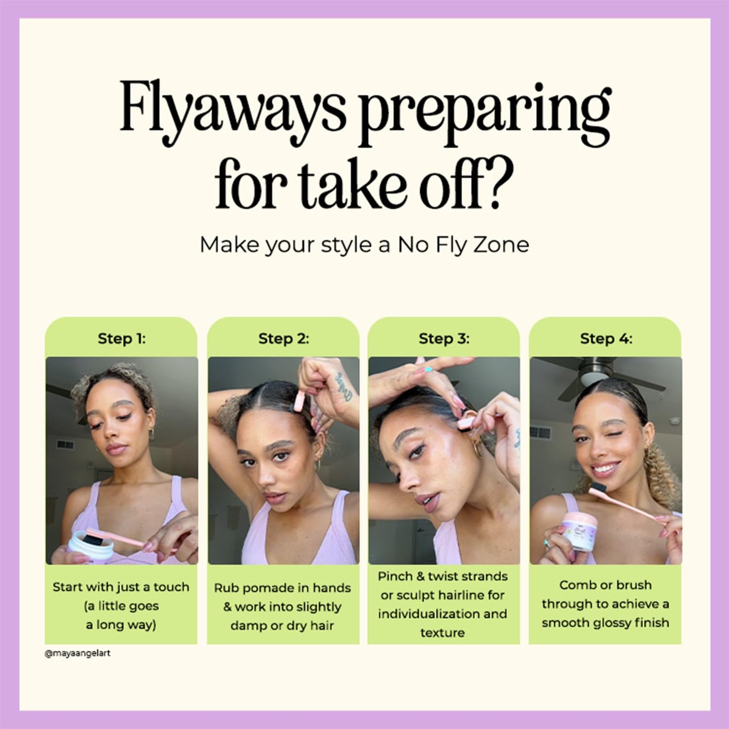 INH Hair Pomade for Flyaways | Water Based & Strong Hold Fly Away Hair Tamer | Sweat Proof No Fly Zone Pomade & Texturizer for Styling | Glossy Finish